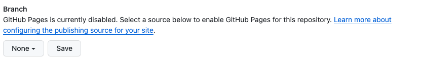 settings pages branch