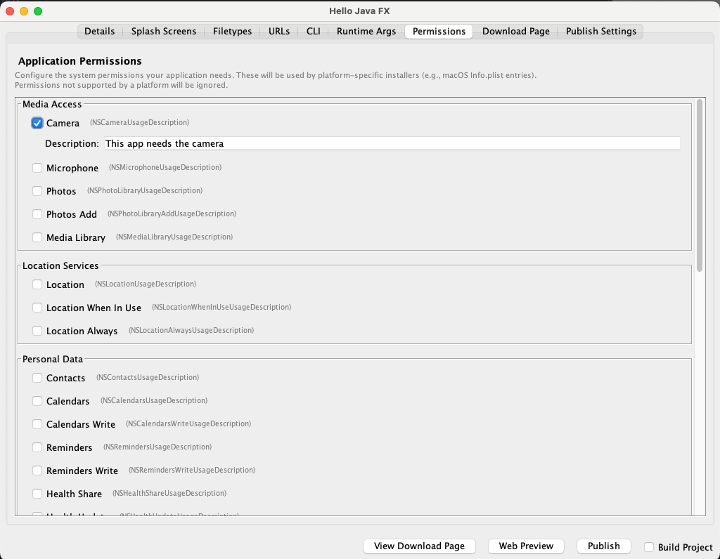 permissions tab
